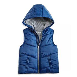 Splendid Boys Hooded Puffer Vest Size 5-6 Navy Blue Little Kid Zip Quilt Lined